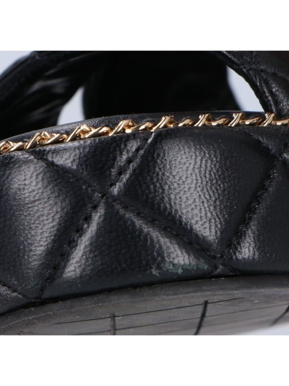 Chanel CC Logo Quilted Chain Platform Sandals 37 1 2C - Picture 12 of 12